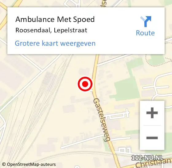 Locatie op kaart van de 112 melding: Ambulance Met Spoed Naar Roosendaal, Lepelstraat op 14 oktober 2024 16:43