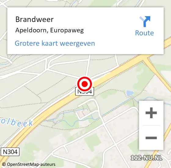 Locatie op kaart van de 112 melding: Brandweer Apeldoorn, Europaweg op 14 oktober 2024 16:48