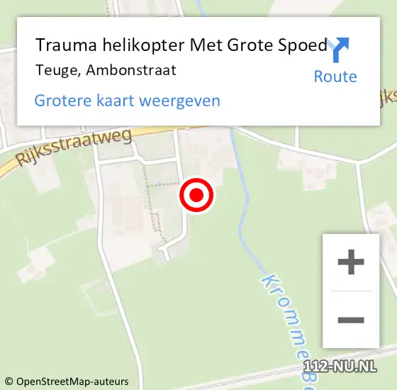 Locatie op kaart van de 112 melding: Trauma helikopter Met Grote Spoed Naar Teuge, Ambonstraat op 14 oktober 2024 17:10