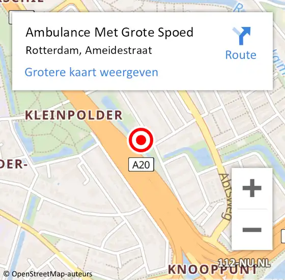 Locatie op kaart van de 112 melding: Ambulance Met Grote Spoed Naar Rotterdam, Ameidestraat op 14 oktober 2024 17:21