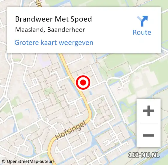 Locatie op kaart van de 112 melding: Brandweer Met Spoed Naar Maasland, Baanderheer op 14 oktober 2024 17:25