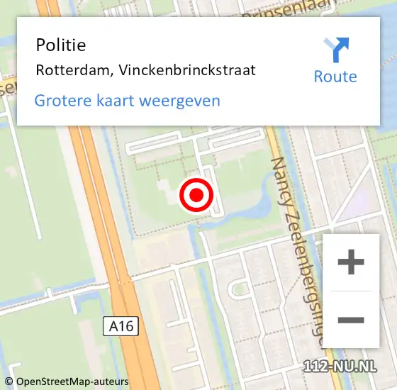 Locatie op kaart van de 112 melding: Politie Rotterdam, Vinckenbrinckstraat op 14 oktober 2024 17:27