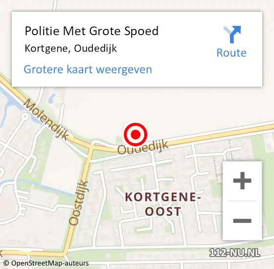 Locatie op kaart van de 112 melding: Politie Met Grote Spoed Naar Kortgene, Oudedijk op 14 oktober 2024 17:30