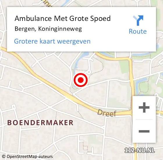 Locatie op kaart van de 112 melding: Ambulance Met Grote Spoed Naar Bergen, Koninginneweg op 14 oktober 2024 17:37