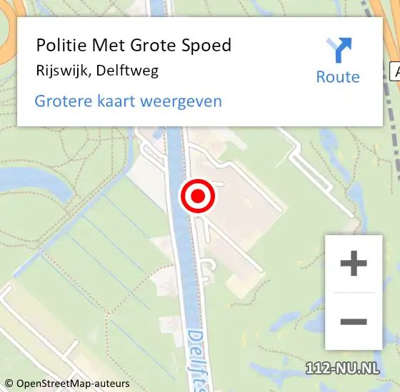 Locatie op kaart van de 112 melding: Politie Met Grote Spoed Naar Rijswijk, Delftweg op 14 oktober 2024 17:48