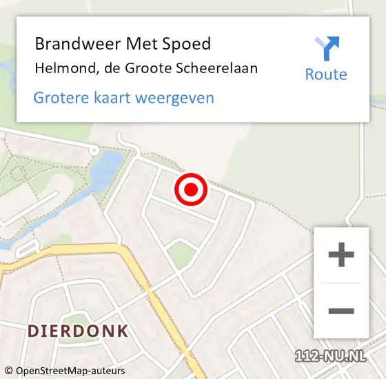 Locatie op kaart van de 112 melding: Brandweer Met Spoed Naar Helmond, de Groote Scheerelaan op 14 oktober 2024 18:20