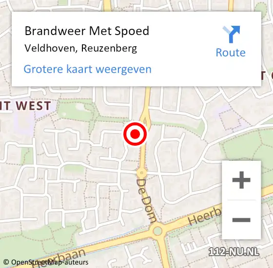 Locatie op kaart van de 112 melding: Brandweer Met Spoed Naar Veldhoven, Reuzenberg op 14 oktober 2024 18:27