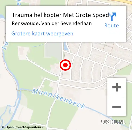 Locatie op kaart van de 112 melding: Trauma helikopter Met Grote Spoed Naar Renswoude, Van der Sevenderlaan op 14 oktober 2024 18:48