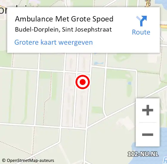 Locatie op kaart van de 112 melding: Ambulance Met Grote Spoed Naar Budel-Dorplein, Sint Josephstraat op 14 oktober 2024 18:56