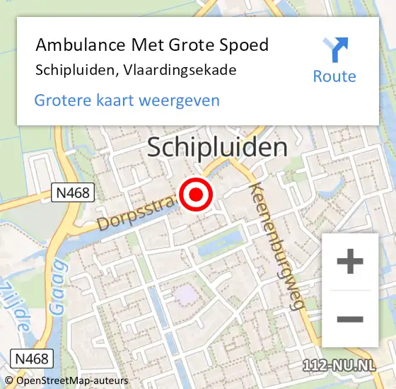 Locatie op kaart van de 112 melding: Ambulance Met Grote Spoed Naar Schipluiden, Vlaardingsekade op 18 oktober 2013 14:15