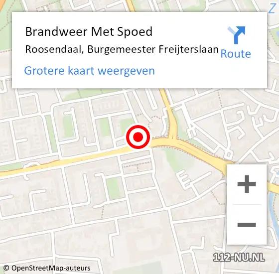 Locatie op kaart van de 112 melding: Brandweer Met Spoed Naar Roosendaal, Burgemeester Freijterslaan op 14 oktober 2024 19:12