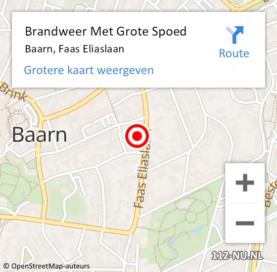 Locatie op kaart van de 112 melding: Brandweer Met Grote Spoed Naar Baarn, Faas Eliaslaan op 14 oktober 2024 19:45