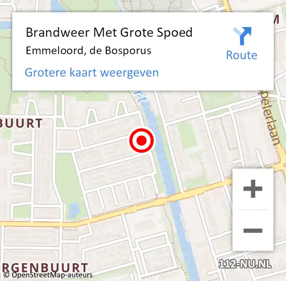 Locatie op kaart van de 112 melding: Brandweer Met Grote Spoed Naar Emmeloord, de Bosporus op 14 oktober 2024 19:53