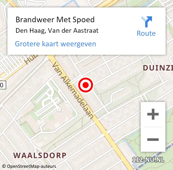 Locatie op kaart van de 112 melding: Brandweer Met Spoed Naar Den Haag, Van der Aastraat op 14 oktober 2024 19:55