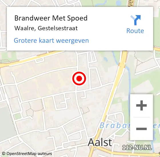 Locatie op kaart van de 112 melding: Brandweer Met Spoed Naar Waalre, Gestelsestraat op 14 oktober 2024 20:06