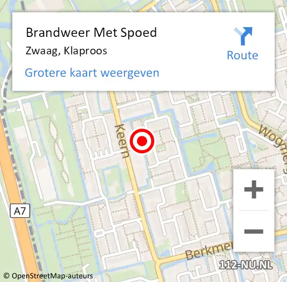 Locatie op kaart van de 112 melding: Brandweer Met Spoed Naar Zwaag, Klaproos op 14 oktober 2024 20:13