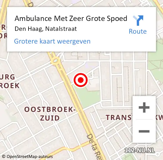 Locatie op kaart van de 112 melding: Ambulance Met Zeer Grote Spoed Naar Den Haag, Natalstraat op 14 oktober 2024 20:19