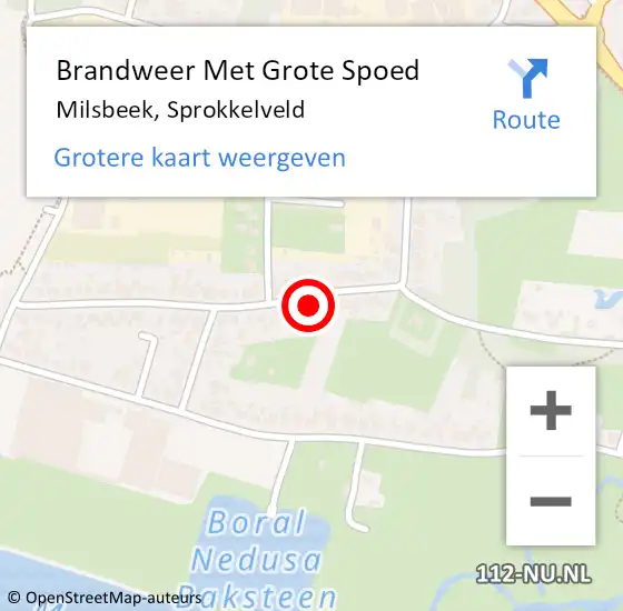 Locatie op kaart van de 112 melding: Brandweer Met Grote Spoed Naar Milsbeek, Sprokkelveld op 14 oktober 2024 20:44