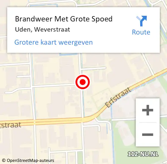 Locatie op kaart van de 112 melding: Brandweer Met Grote Spoed Naar Uden, Weverstraat op 14 oktober 2024 20:50