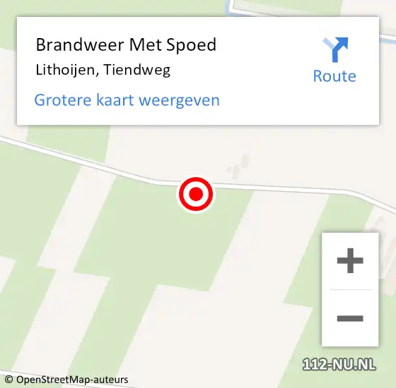 Locatie op kaart van de 112 melding: Brandweer Met Spoed Naar Lithoijen, Tiendweg op 14 oktober 2024 21:19