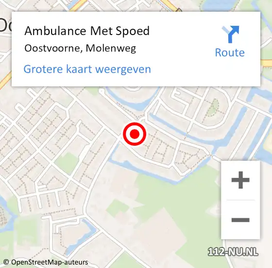 Locatie op kaart van de 112 melding: Ambulance Met Spoed Naar Oostvoorne, Molenweg op 14 oktober 2024 21:24