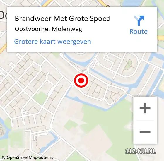 Locatie op kaart van de 112 melding: Brandweer Met Grote Spoed Naar Oostvoorne, Molenweg op 14 oktober 2024 21:28