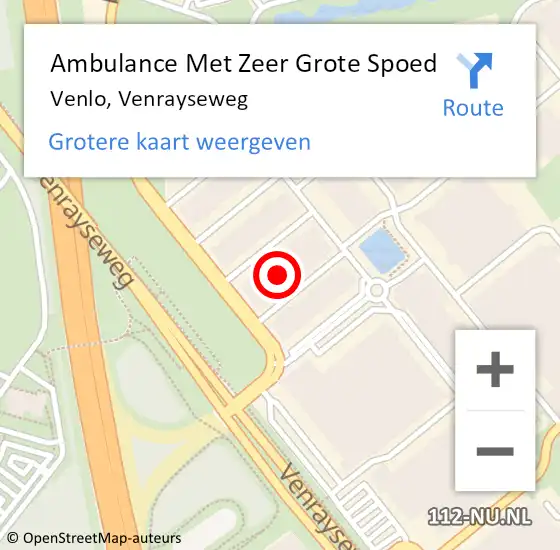 Locatie op kaart van de 112 melding: Ambulance Met Zeer Grote Spoed Naar Venlo, Venrayseweg op 14 oktober 2024 21:52