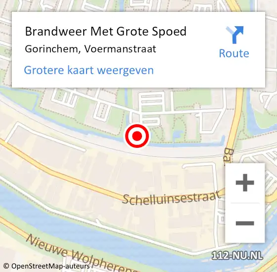 Locatie op kaart van de 112 melding: Brandweer Met Grote Spoed Naar Gorinchem, Voermanstraat op 14 oktober 2024 21:54