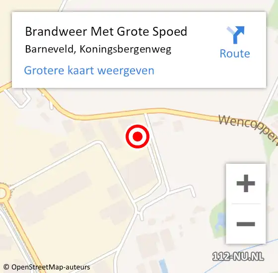 Locatie op kaart van de 112 melding: Brandweer Met Grote Spoed Naar Barneveld, Koningsbergenweg op 14 oktober 2024 22:01