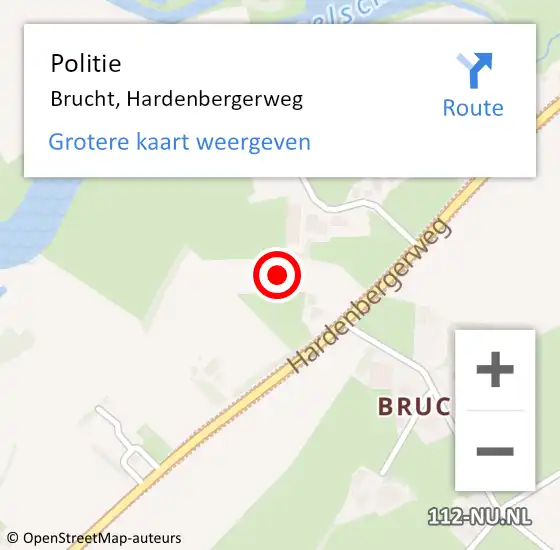 Locatie op kaart van de 112 melding: Politie Brucht, Hardenbergerweg op 14 oktober 2024 22:08