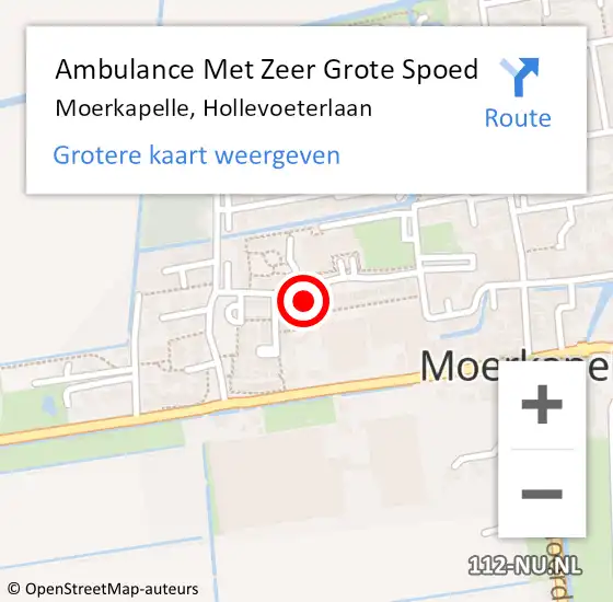 Locatie op kaart van de 112 melding: Ambulance Met Zeer Grote Spoed Naar Moerkapelle, Hollevoeterlaan op 14 oktober 2024 22:08