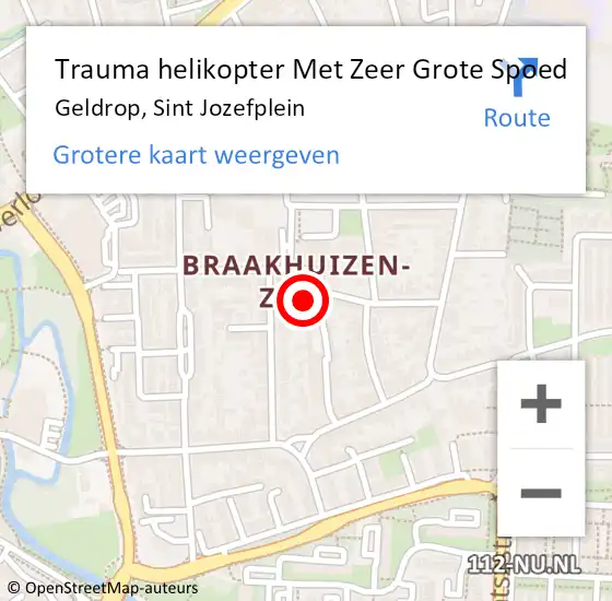 Locatie op kaart van de 112 melding: Trauma helikopter Met Zeer Grote Spoed Naar Geldrop, Sint Jozefplein op 14 oktober 2024 22:56