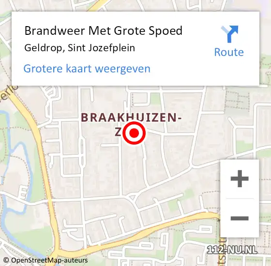 Locatie op kaart van de 112 melding: Brandweer Met Grote Spoed Naar Geldrop, Sint Jozefplein op 14 oktober 2024 22:57