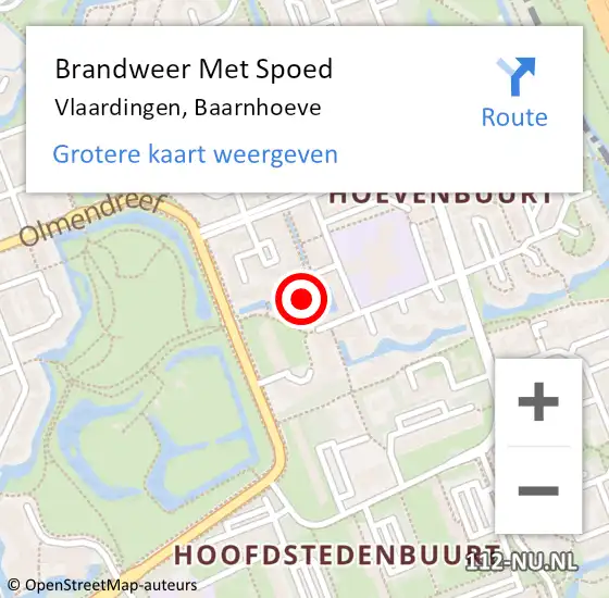 Locatie op kaart van de 112 melding: Brandweer Met Spoed Naar Vlaardingen, Baarnhoeve op 14 oktober 2024 23:32