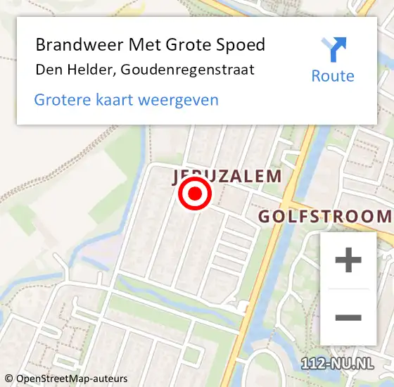 Locatie op kaart van de 112 melding: Brandweer Met Grote Spoed Naar Den Helder, Goudenregenstraat op 14 oktober 2024 23:35