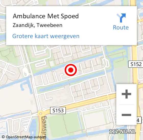 Locatie op kaart van de 112 melding: Ambulance Met Spoed Naar Zaandijk, Tweebeen op 15 oktober 2024 00:37