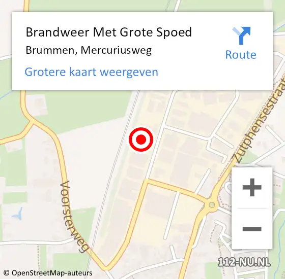 Locatie op kaart van de 112 melding: Brandweer Met Grote Spoed Naar Brummen, Mercuriusweg op 15 oktober 2024 00:39