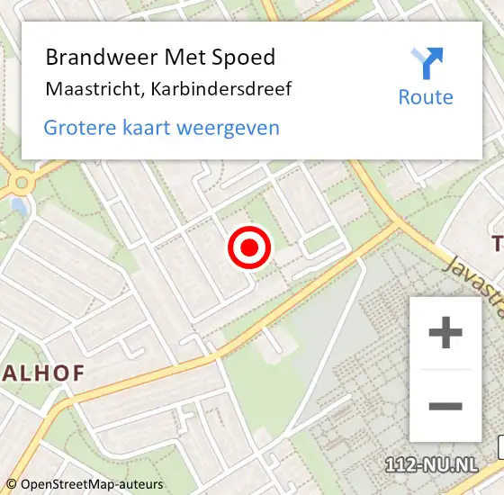 Locatie op kaart van de 112 melding: Brandweer Met Spoed Naar Maastricht, Karbindersdreef op 15 oktober 2024 00:44