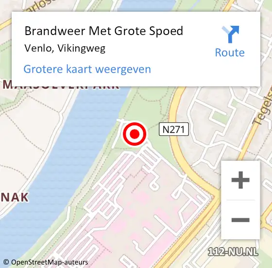 Locatie op kaart van de 112 melding: Brandweer Met Grote Spoed Naar Venlo, Vikingweg op 15 oktober 2024 01:21