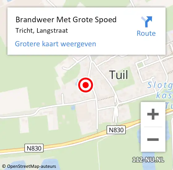 Locatie op kaart van de 112 melding: Brandweer Met Grote Spoed Naar Tricht, Langstraat op 15 oktober 2024 01:45