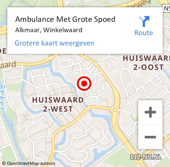 Locatie op kaart van de 112 melding: Ambulance Met Grote Spoed Naar Alkmaar, Winkelwaard op 15 oktober 2024 02:21