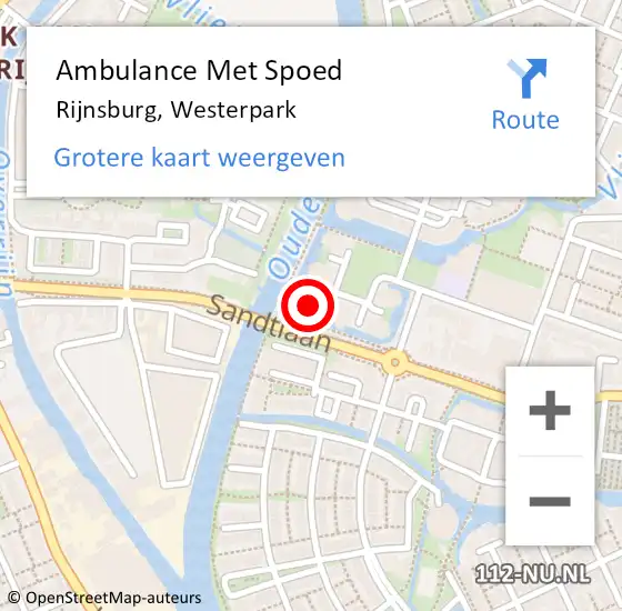 Locatie op kaart van de 112 melding: Ambulance Met Spoed Naar Rijnsburg, Westerpark op 15 oktober 2024 02:31