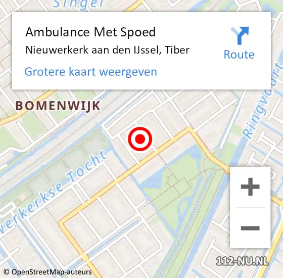 Locatie op kaart van de 112 melding: Ambulance Met Spoed Naar Nieuwerkerk aan den IJssel, Tiber op 15 oktober 2024 02:48