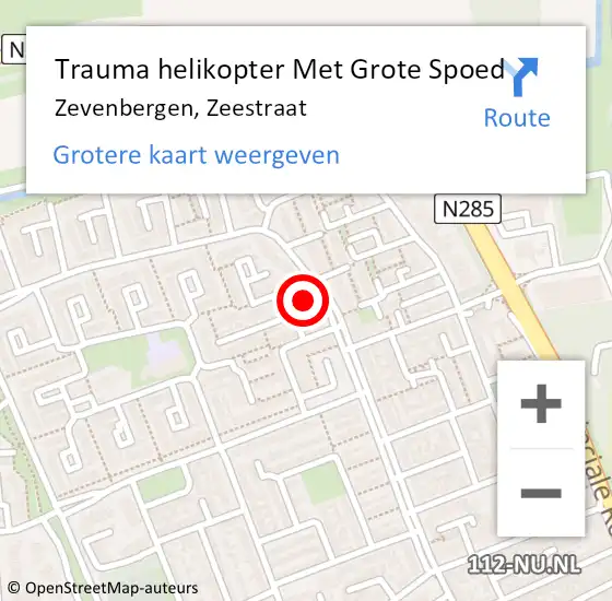 Locatie op kaart van de 112 melding: Trauma helikopter Met Grote Spoed Naar Zevenbergen, Zeestraat op 15 oktober 2024 02:52