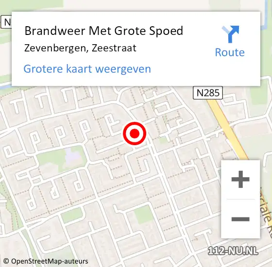 Locatie op kaart van de 112 melding: Brandweer Met Grote Spoed Naar Zevenbergen, Zeestraat op 15 oktober 2024 02:54