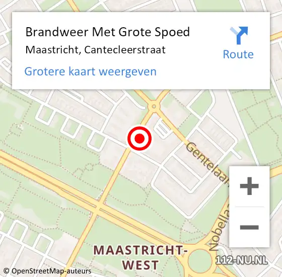 Locatie op kaart van de 112 melding: Brandweer Met Grote Spoed Naar Maastricht, Cantecleerstraat op 15 oktober 2024 03:36