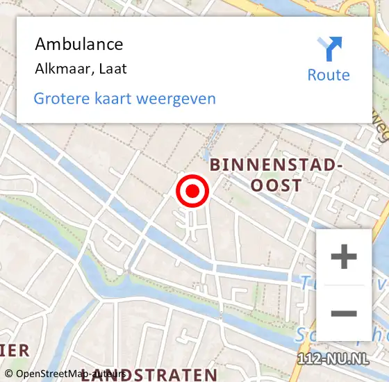 Locatie op kaart van de 112 melding: Ambulance Alkmaar, Laat op 15 oktober 2024 03:46