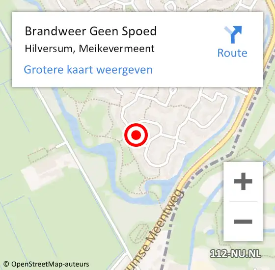 Locatie op kaart van de 112 melding: Brandweer Geen Spoed Naar Hilversum, Meikevermeent op 15 oktober 2024 05:36