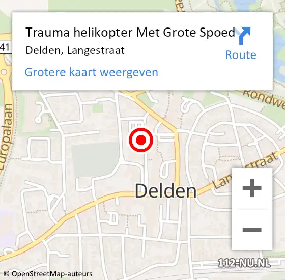 Locatie op kaart van de 112 melding: Trauma helikopter Met Grote Spoed Naar Delden, Langestraat op 15 oktober 2024 05:39