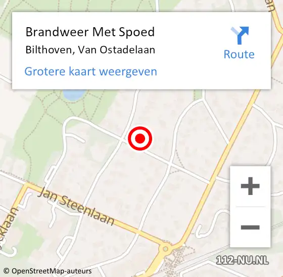 Locatie op kaart van de 112 melding: Brandweer Met Spoed Naar Bilthoven, Van Ostadelaan op 15 oktober 2024 05:41